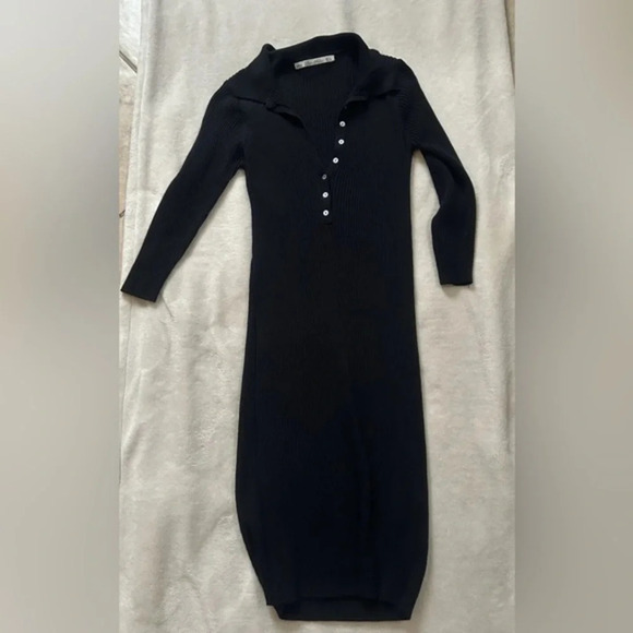 Lara Knit Womens 3/4 Sleeve Dress Black Size‎ L buttons in front - Picture 9 of 14